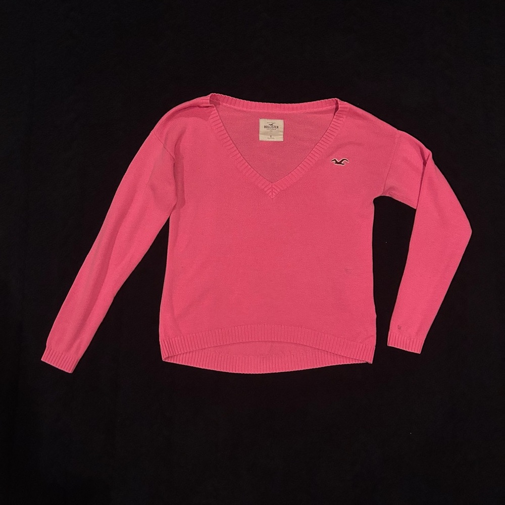 Pink Hollister V-neck sweater, size S